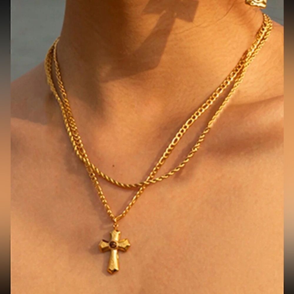 cross layered necklace  #1101